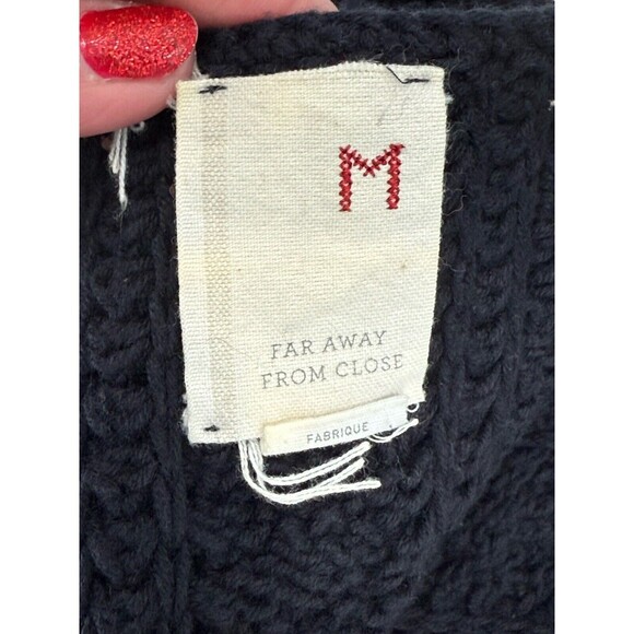 Anthropologie Far Away From Close Navy Sweater Dress Knit Pocket Dress Medium - Picture 4 of 12